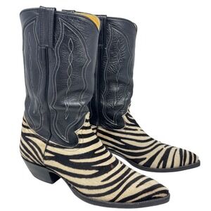 VTG Champion Attitude Boots Mens 10.5 D Cowboy Zebra Exotic Western Caboots